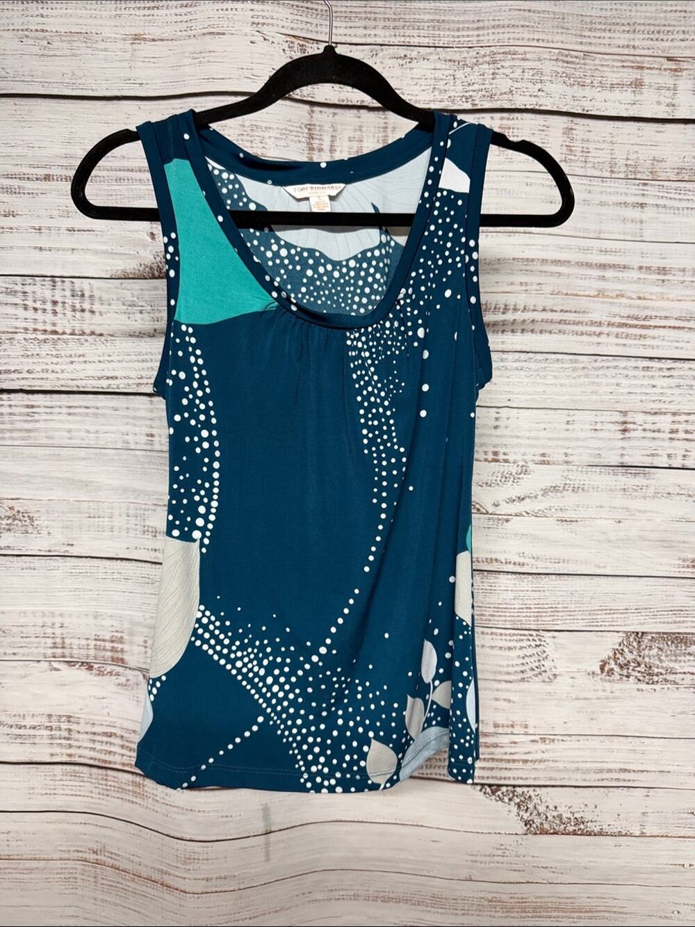 Tori Richard Honolulu Tank Top Small Teal Green